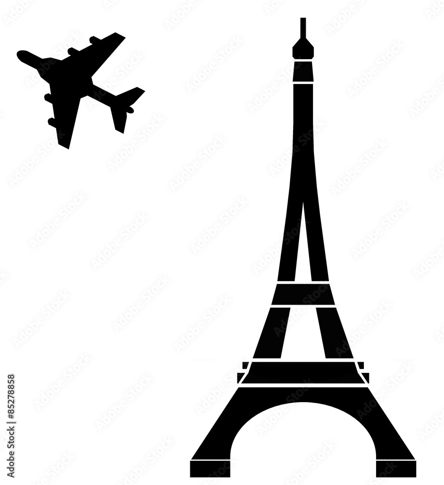 Sticker Avion et la Tour Eiffel