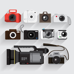 Graphic Set camera and video recorder vector style.
