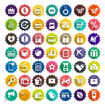 Icon shopping vector set