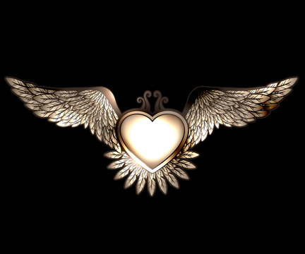 Steam pun style heart with wings