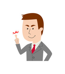 A businessman smiling and showing a thumbs up sign, vector illustration