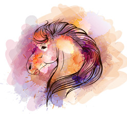 Watercolor horse head