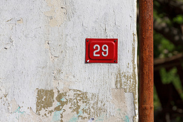 house number twenty nine (29) on a wall