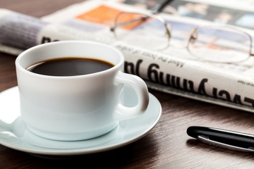 Coffee, Newspaper, Business.