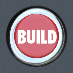 Build Red 3d Button Begin Construction Development Work