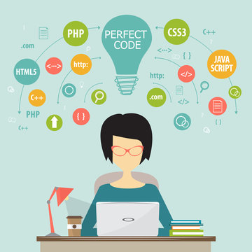 programmer and process coding and programming concept