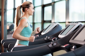 Gym, center, running.