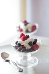 Raspberries & Blueberries with Fresh Whip Cream