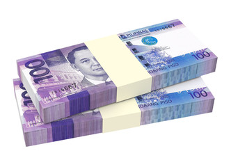 Philippines money isolated on white background. Computer generated 3D photo rendering.