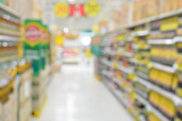 Supermarket blur background ,Product shelf