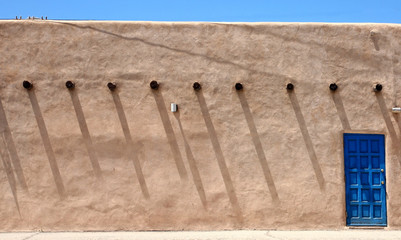 Door in adobe wall, Santa Fee, New Mexico