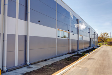 Fototapeta na wymiar Aluminum facade on industrial building