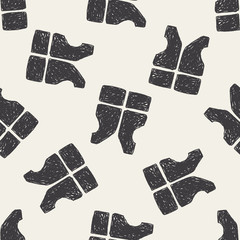 life jacket doodle seamless pattern background