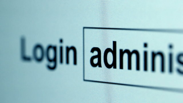 Log-in box on computer screen of admin