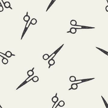 Hair cutting scissor doodle seamless pattern background