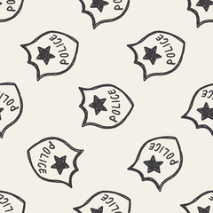 police Badge doodle seamless pattern background