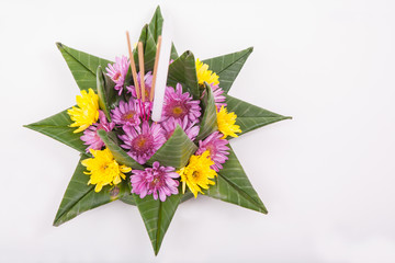 Krathong, the hand crafted floating candle made of floating part