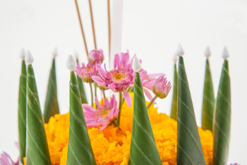 Krathong, the hand crafted floating candle made of floating part