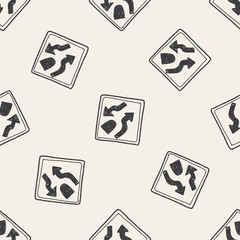 Traffic merges doodle seamless pattern background