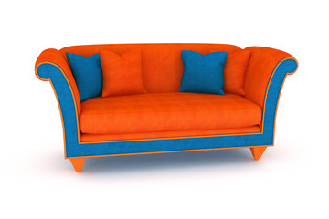 isolated orange sofa blue
