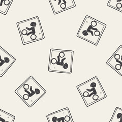 motorcycle doodle seamless pattern background