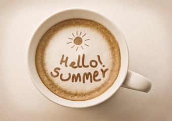 Hello summer coffee latte art