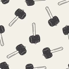 hammer doodle seamless pattern background