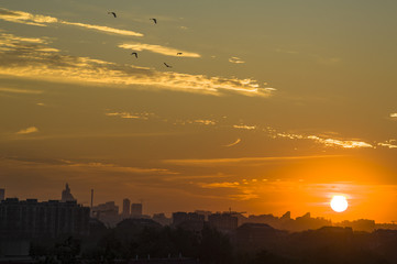 The sunrise at the city