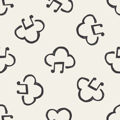 cloud music doodle seamless pattern background