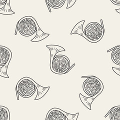 French Horn doodle seamless pattern background