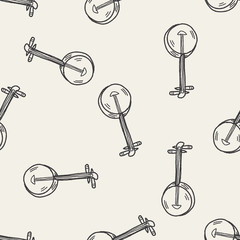 Banjo doodle seamless pattern background