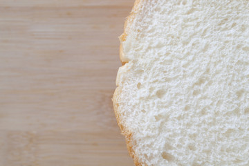 Slice of white bread isolated on white background.
