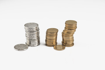 Chinese coins on the white background