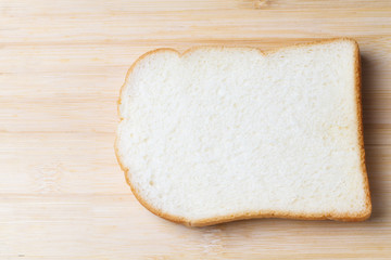 Slice of white bread isolated on white background.