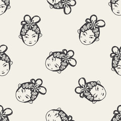 Chinese Beijing opera doodle seamless pattern background