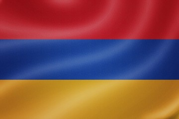 Armenia flag on the fabric texture background