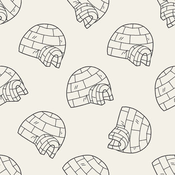 Igloo Doodle Seamless Pattern Background