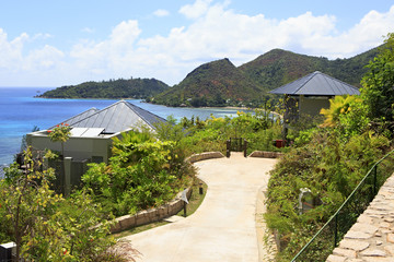 Villas on the hotel Raffles Praslin Seychelles.