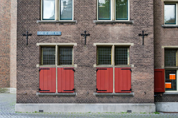 Red Window of Grote kerk (Big Church) in The Hague