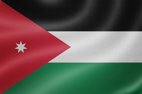 Jordan flag on the fabric texture background