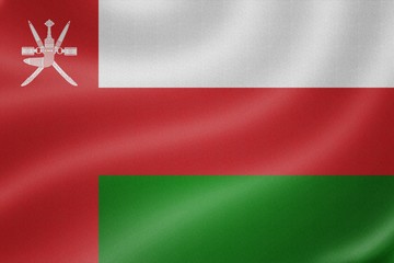 Oman flag on the fabric texture background