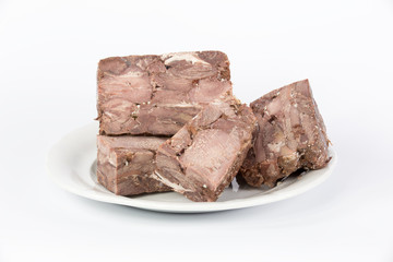 briquette deli meats on white background