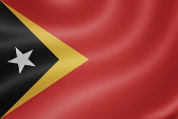 Timor Leste flag on the fabric texture background