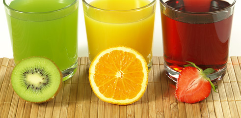 Fresh colorful fruit drinks