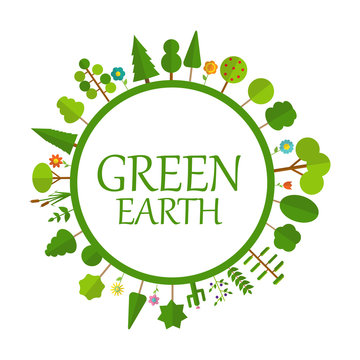 Green Earth Concept Natural Vector Illustration