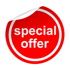 Pegatina roja texto special offer