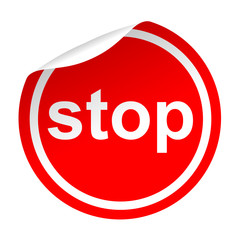 Pegatina roja texto stop