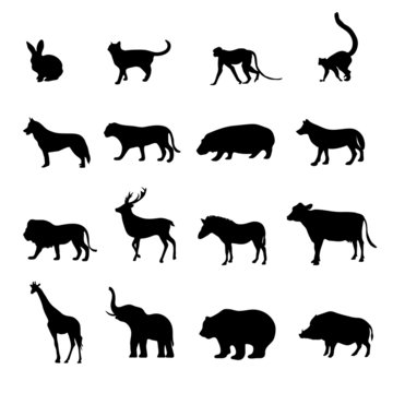 set of animal silhouettes