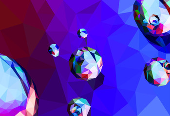 Fototapeta na wymiar Water drops abstract shape low poly background