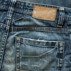 jeans pants with back pocket and brown leather tag